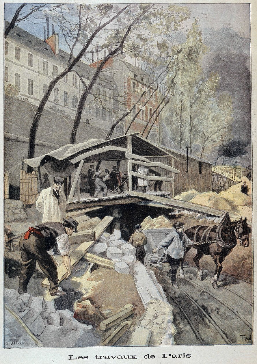 Staveniště v Paříži – v „“Le petit journal”” ze 14.5.1899 od Fortune Louis Meaulle
