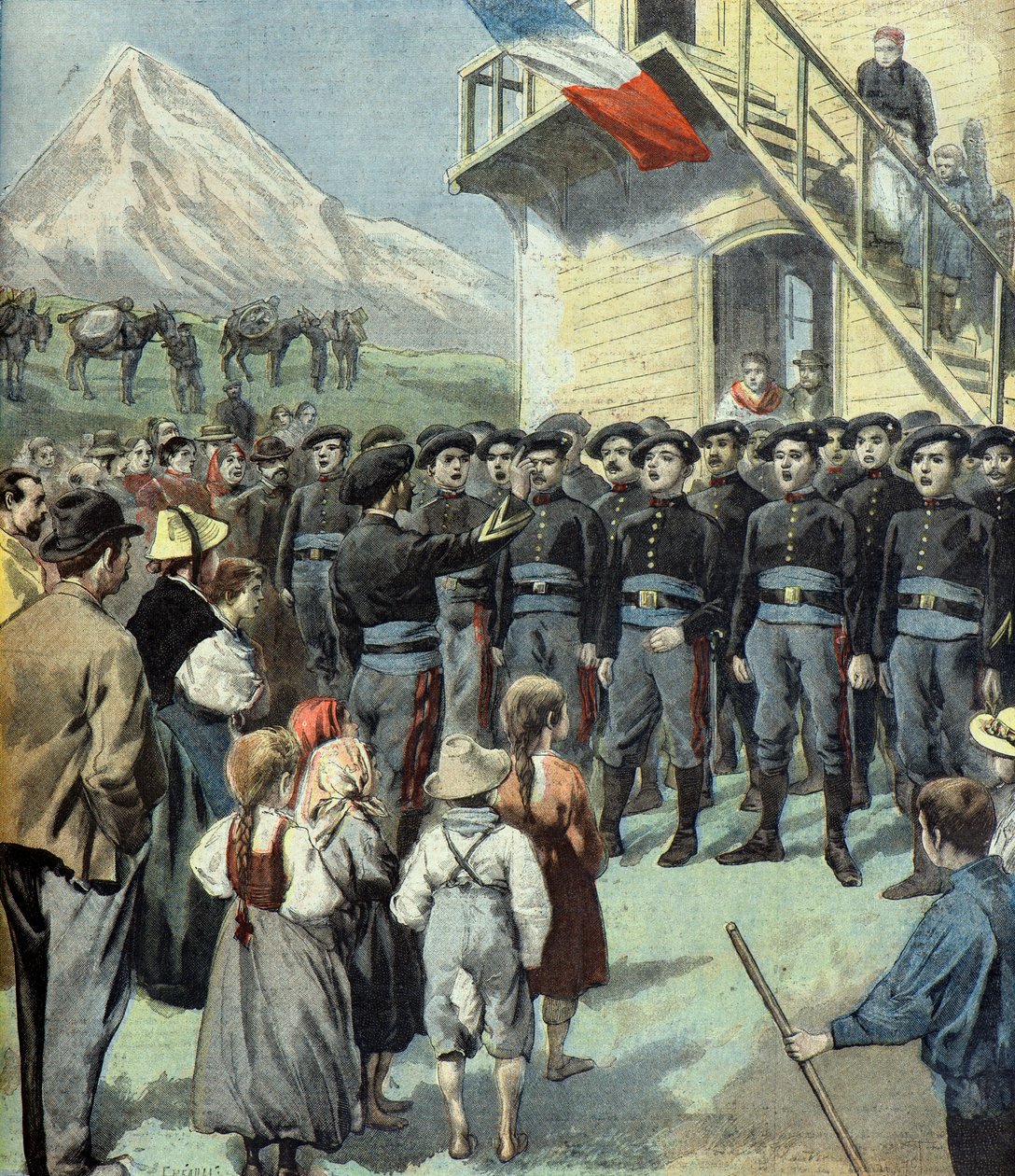 Chorale de chasseurs alpins, cesta Felixe Faureho do jižní Francie od Fortune Louis Meaulle
