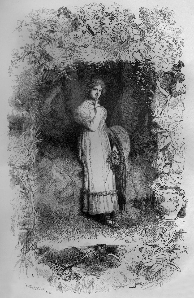 Fantine, ilustrace k románu Bídníci od Victora Huga, rytina Fortune Meaullea od Fortune Louis Meaulle