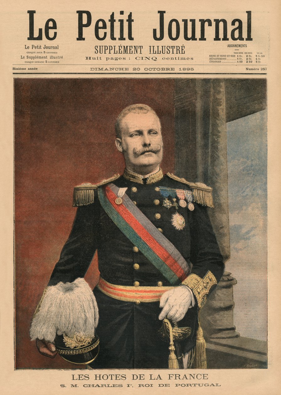 Francouzští hostitelé, Jeho Veličenstvo Carlos I, král Portugalska, ilustrace přední obálky z 
