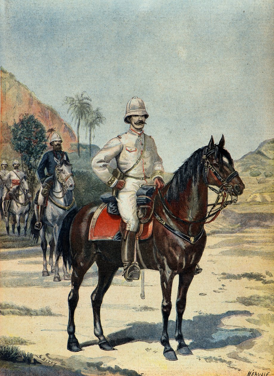 Generál Joseph Gallieni na Madagaskaru v roce 1899 (rytina) od Fortune Louis Meaulle
