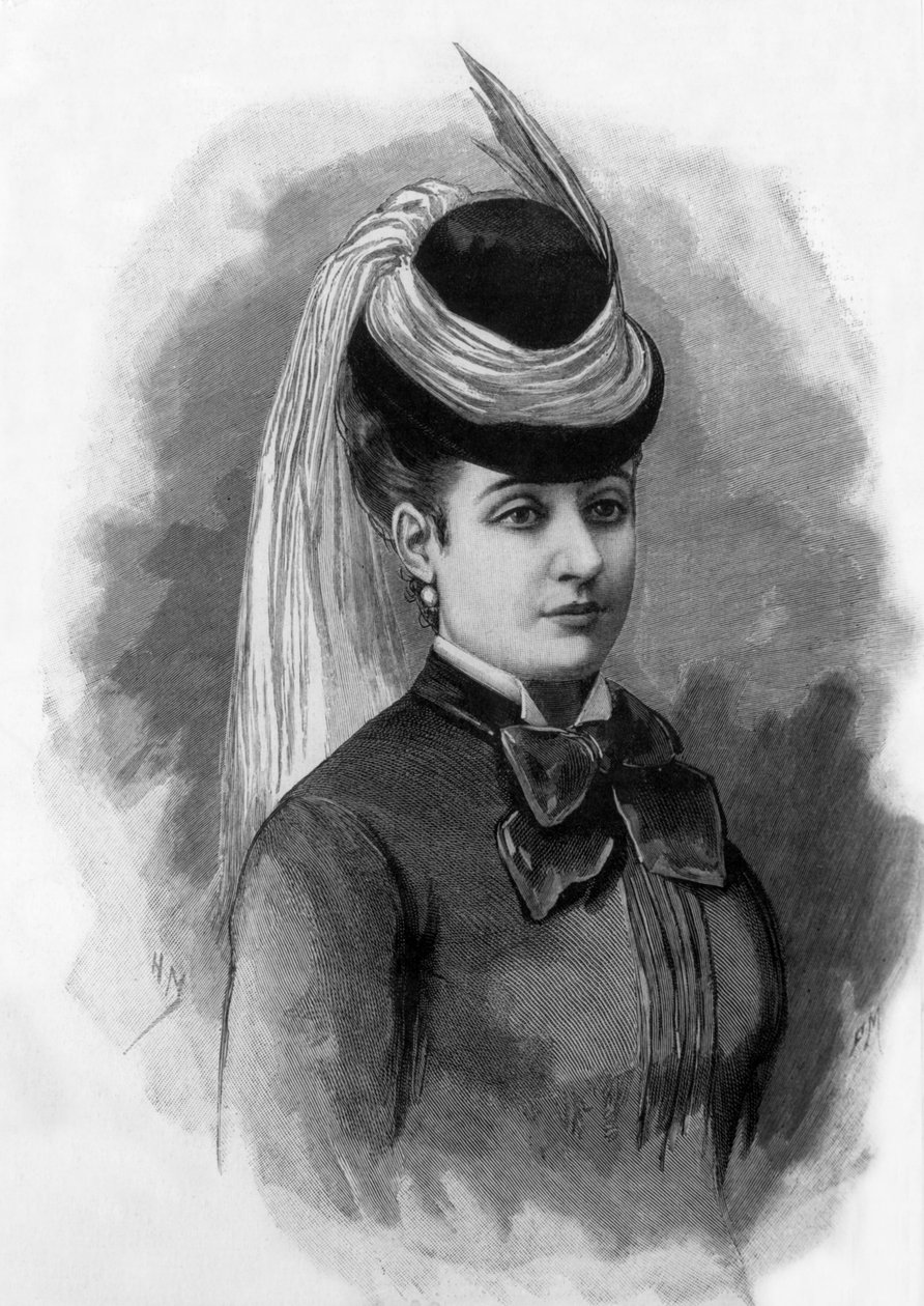Marie Regnaultová, žena, která se stala obětí zločinu na ulici Montaigne v Paříži v roce 1887 (rytina) od Fortune Louis Meaulle