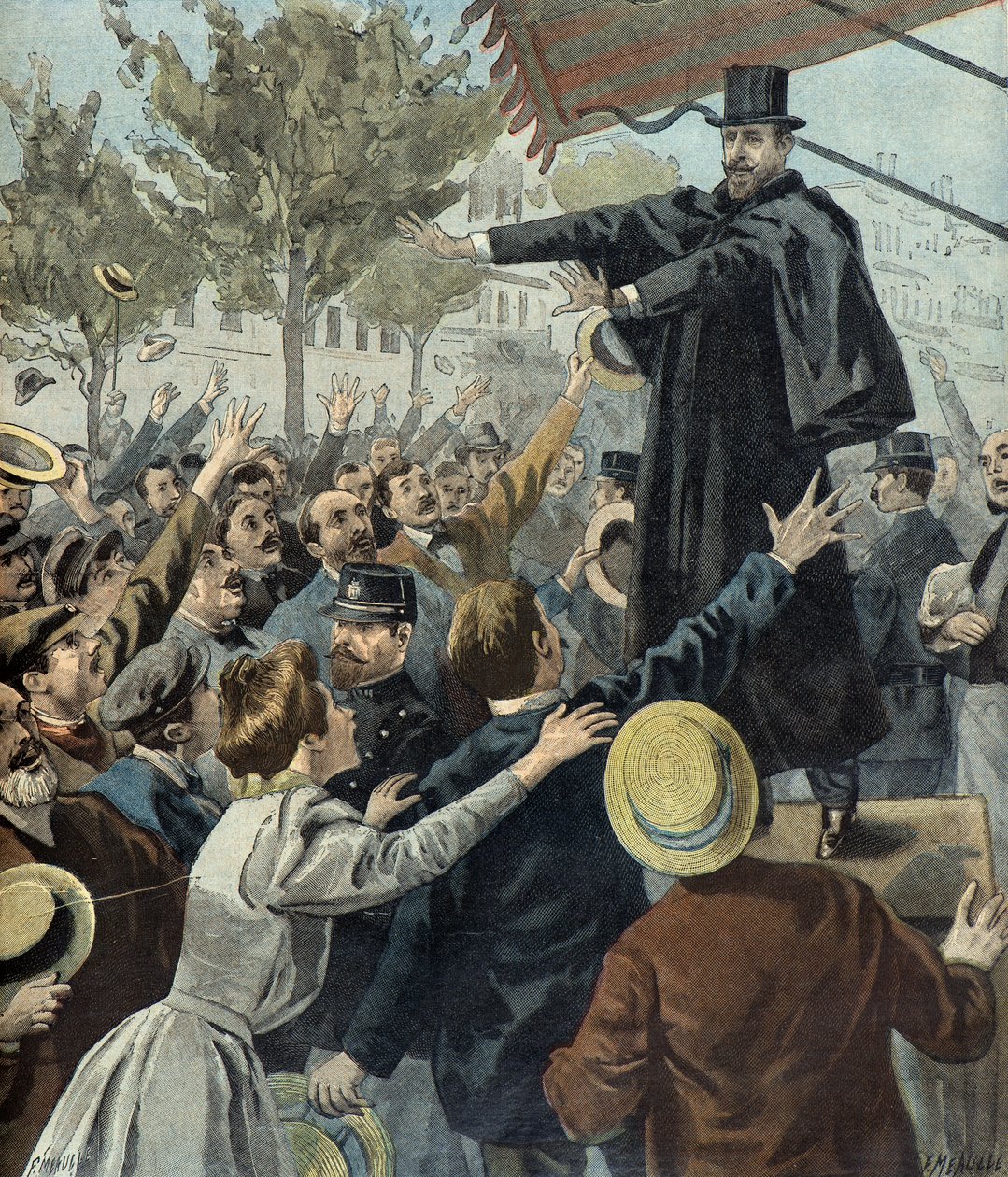 Paul deroulede na demonstraci v Paříži v roce 1898 (Rytina) od Fortune Louis Meaulle