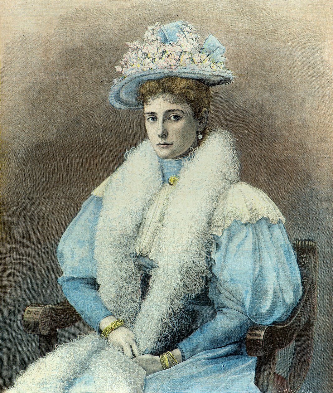Portrét carevny Alexandry Fjodorovny v roce 1896 (rytina) od Fortune Louis Meaulle
