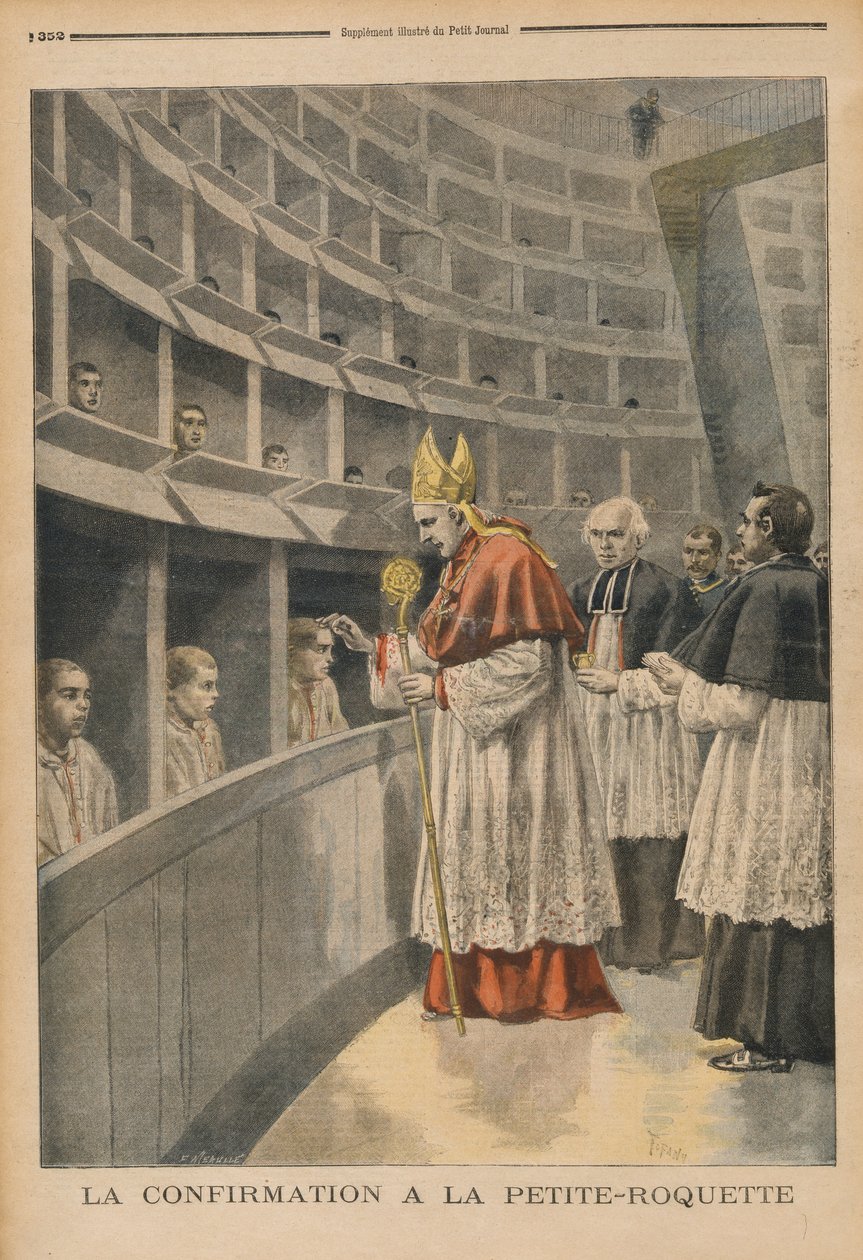 Konfirmace náboženství ve vězení La Petite Roquette, z Le Petit Journal, 1. listopadu 1896 od Fortune Louis Meaulle