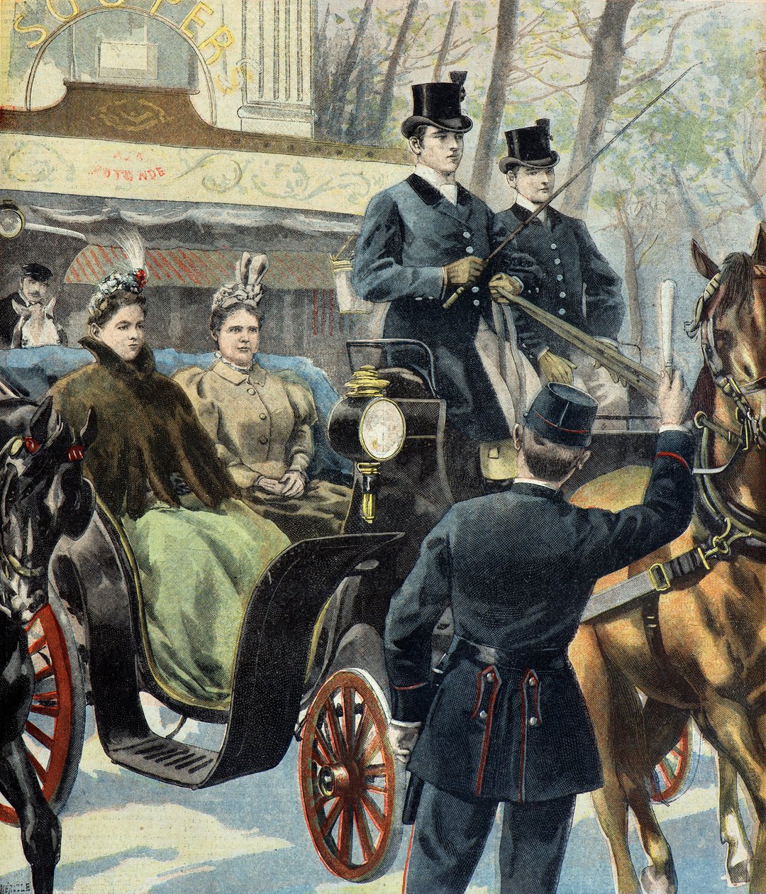 Nizozemská regentka Emma de Waldeck Pyrmont a budoucí královna Wilhelmine, Paříž od Fortune Louis Meaulle