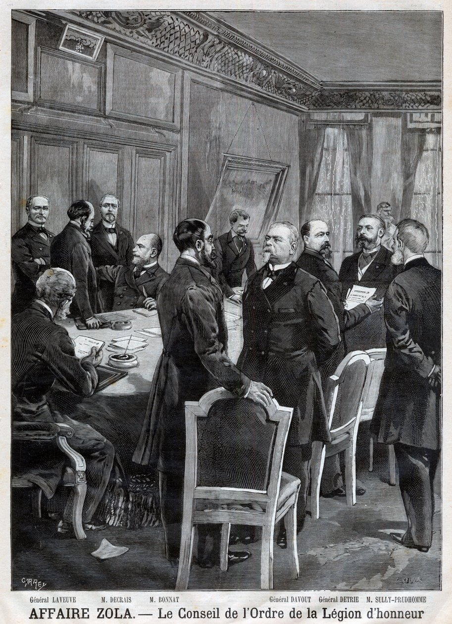 Rada Národního řádu Čestné legie během Dreyfusovy aféry, v Rytina F. Meaulle po Garreym. „Le Petit Journal“, 24. dubna od Fortune Louis Meaulle