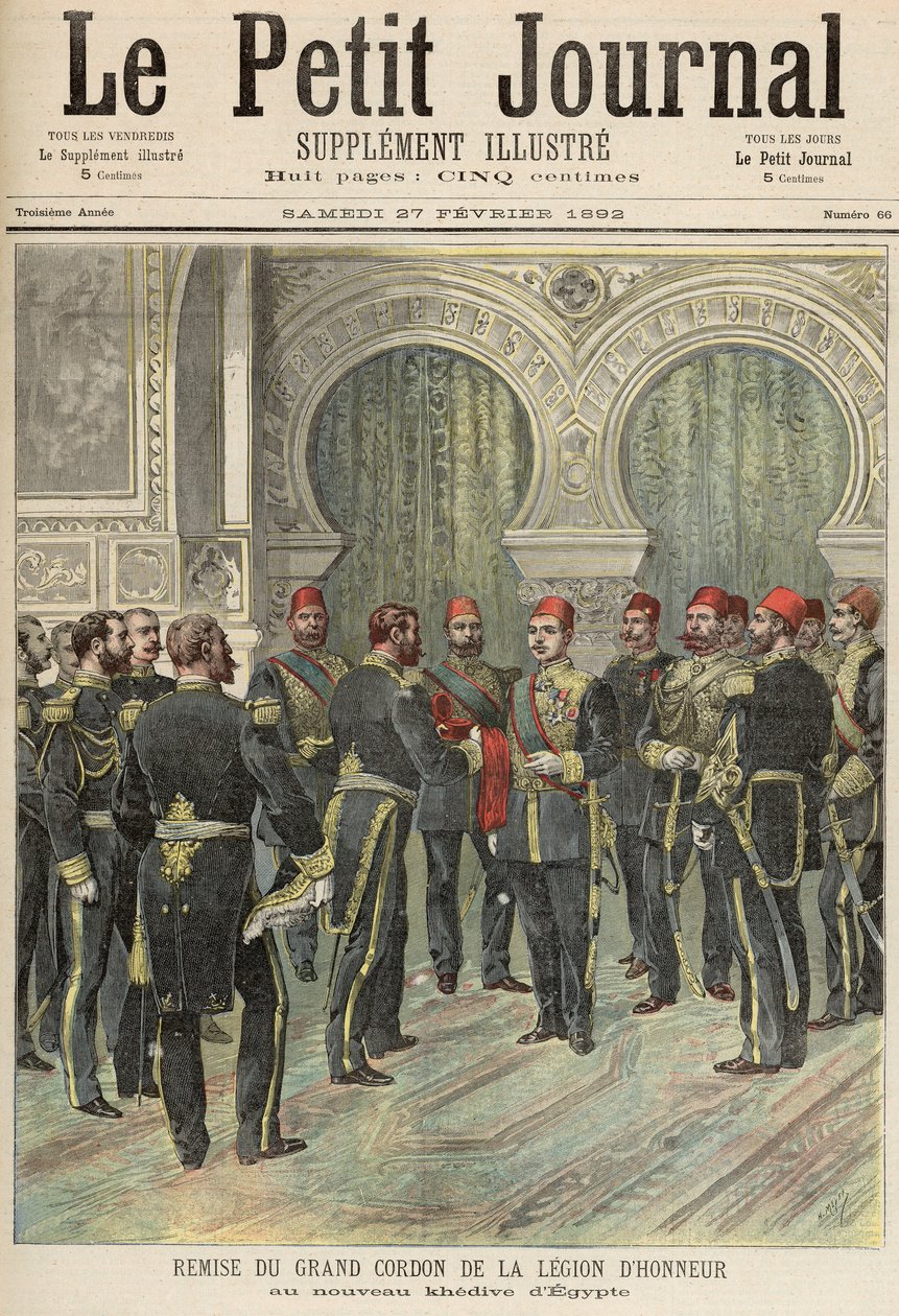 Návrat Velkého kordonu Čestné legie do Nového egyptského chedive, z „Le Petit Journal“, 27. února 1892 od Fortune Louis Meaulle and Henri Meyer