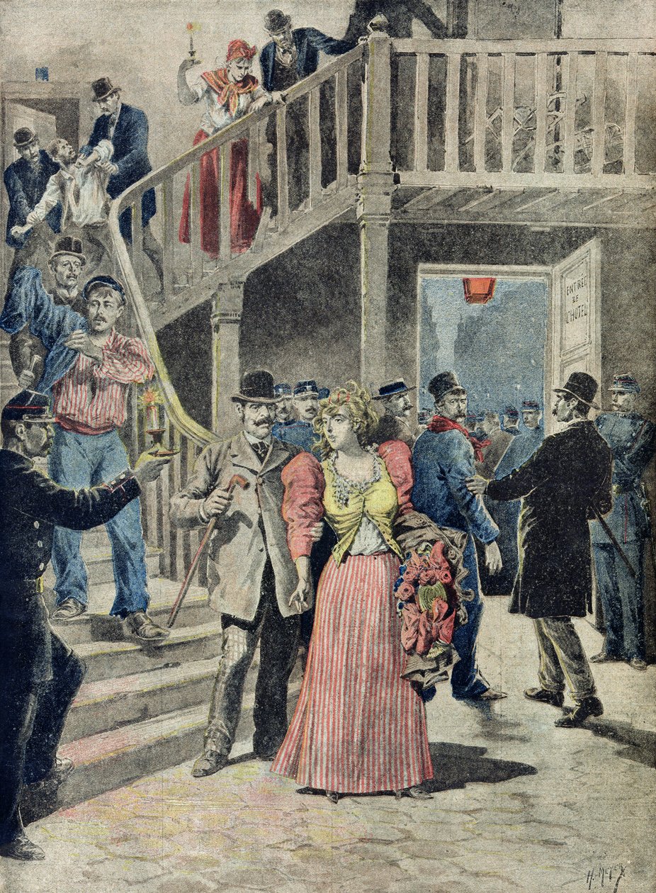 Zatčení prostitutek v pařížských hotelech, z „Le Petit Journal“, 4. srpna 1895 od Fortune Louis Meaulle and Henri Meyer