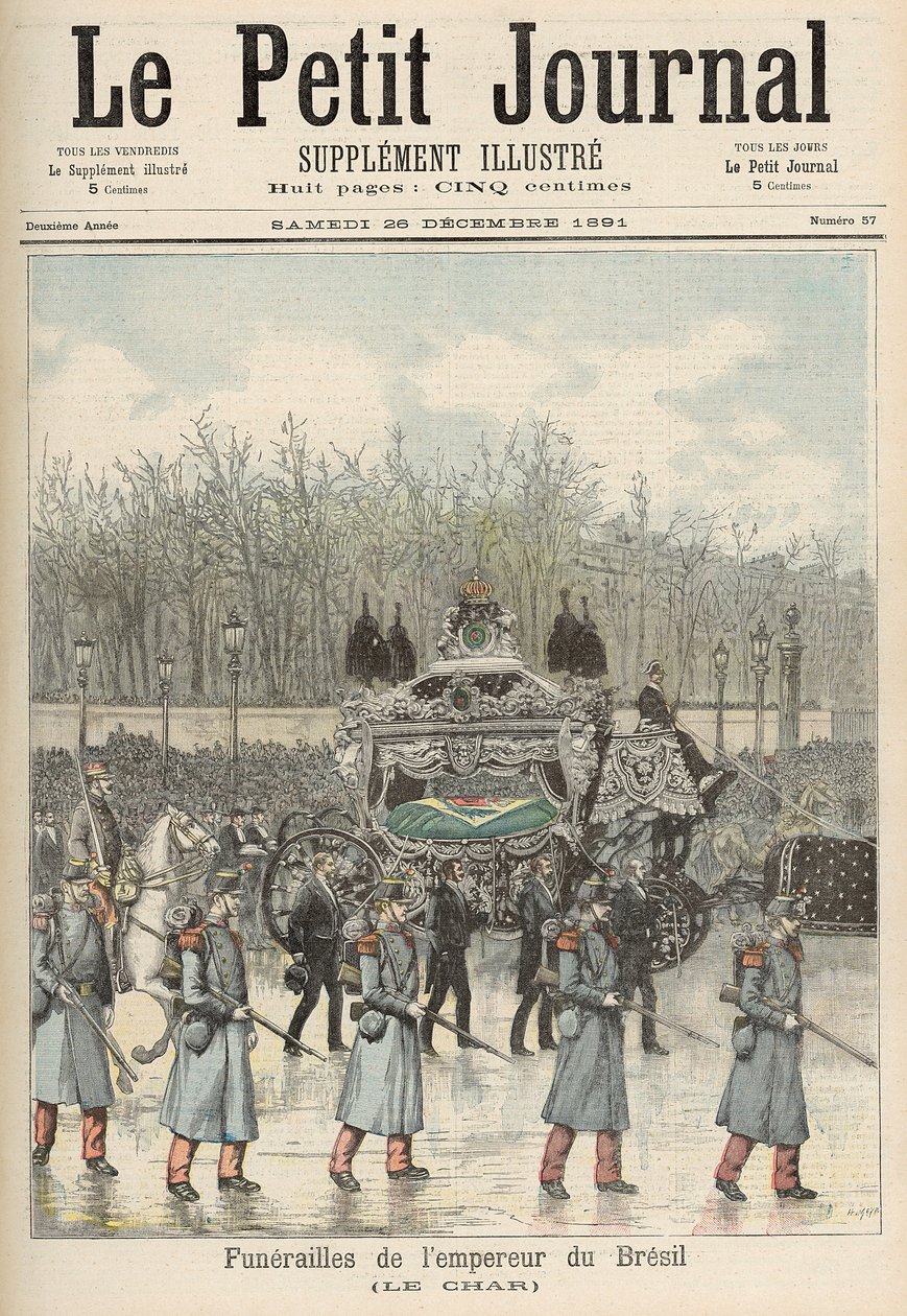 Pohřeb brazilského císaře: Kočár, z „Le Petit Journal“, 26. prosince 1891 od Fortune Louis Meaulle and Henri Meyer