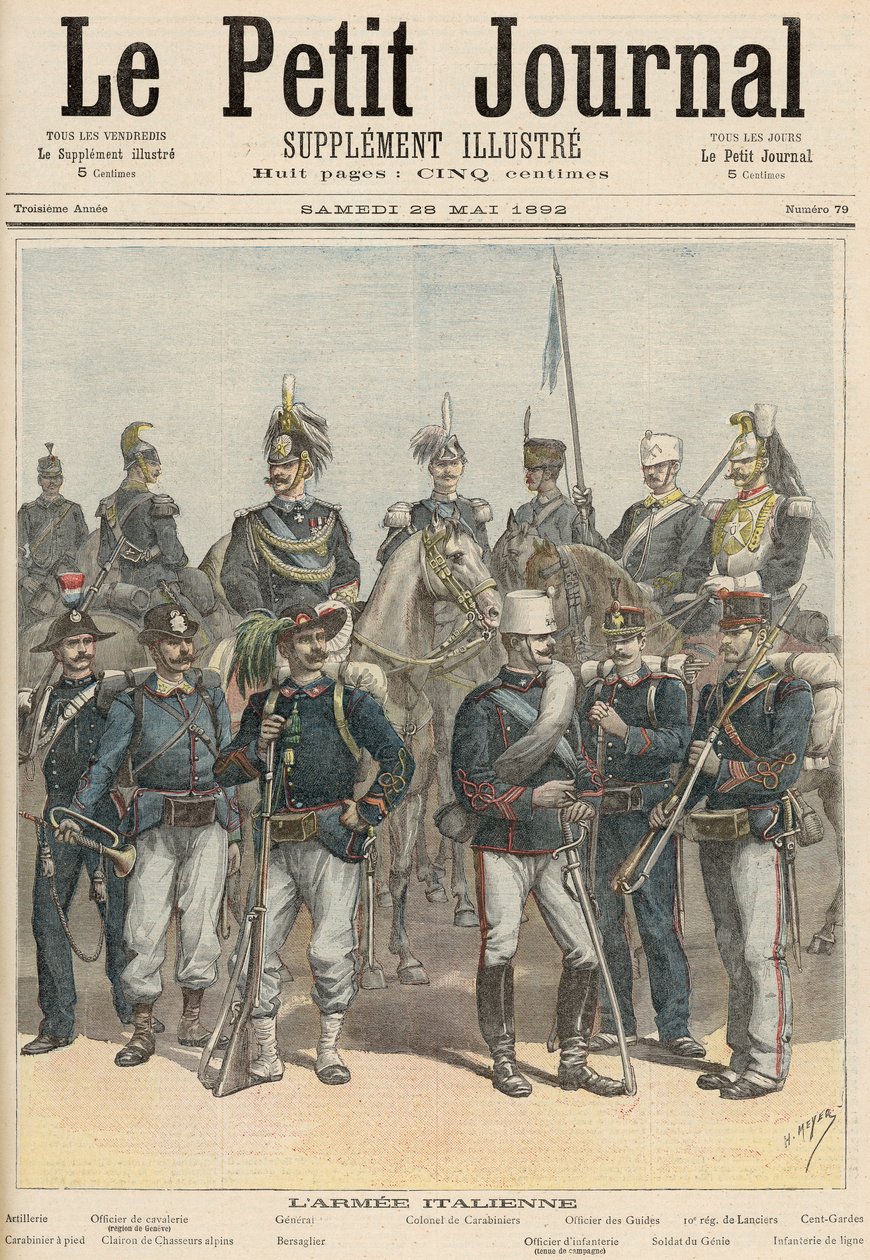 Italská armáda, z "Le Petit Journal", 28. května 1892 (barevná litografie) od Fortune Louis Meaulle and Henri Meyer