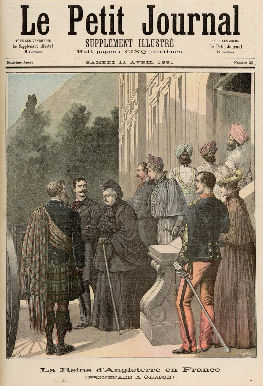 Anglická královna ve Francii: Procházka v Grasse, z „Le Petit Journal“, 11. dubna 1891 od Fortune Louis Meaulle and Henri Meyer