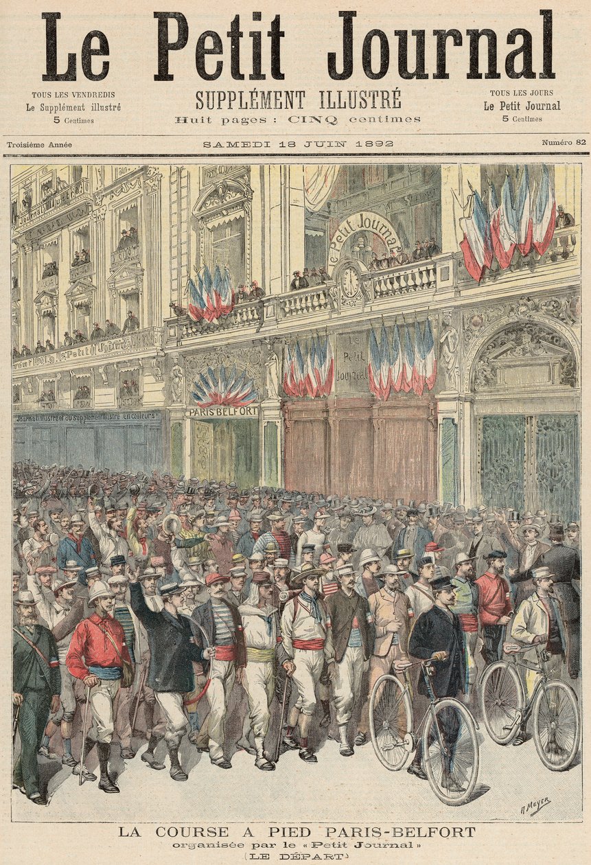 Začátek silničního závodu z Paříže do Belfortu, z „Le Petit Journal“, 18. června 1892 od Fortune Louis Meaulle and Henri Meyer