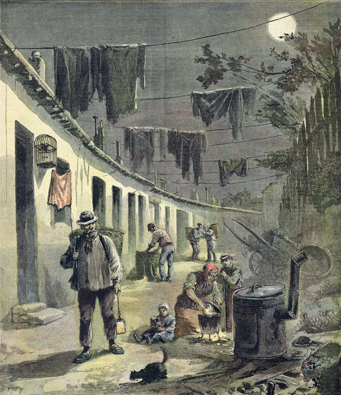 The ragpickers of Paris, ilustrace z ilustrované přílohy Le Petit Journal, 27. srpna 1892 od Fortune Louis Meaulle and Henri Meyer