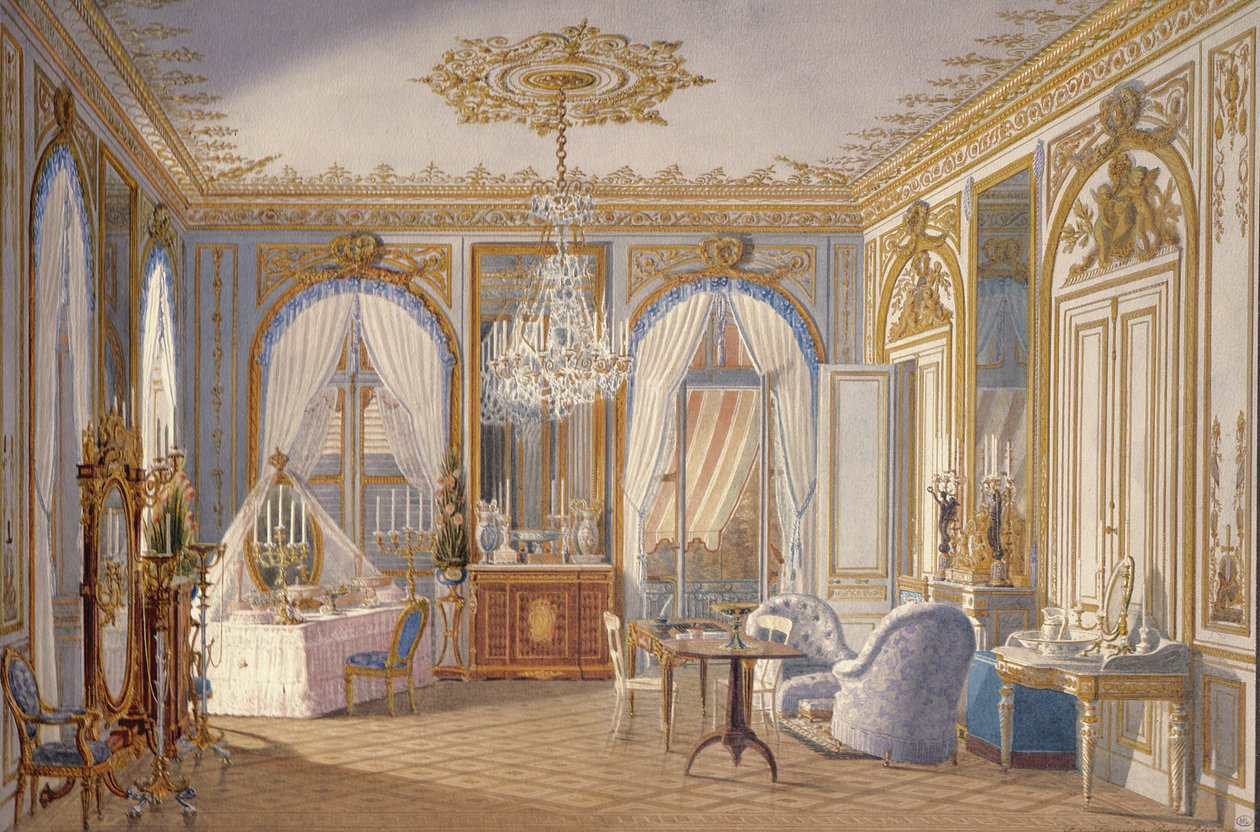 Šatna císařovny Evženie v Saint-Cloud, 1860 (čb na papíře) od Fortune de Fournier