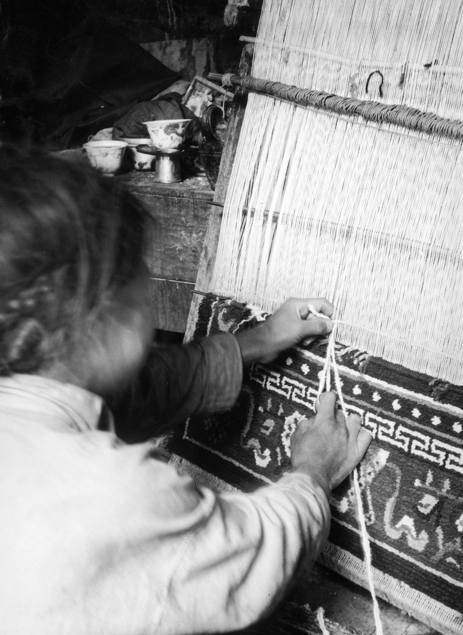 Tkadlec koberců, Gjantsé, Tibet od Fosco Maraini