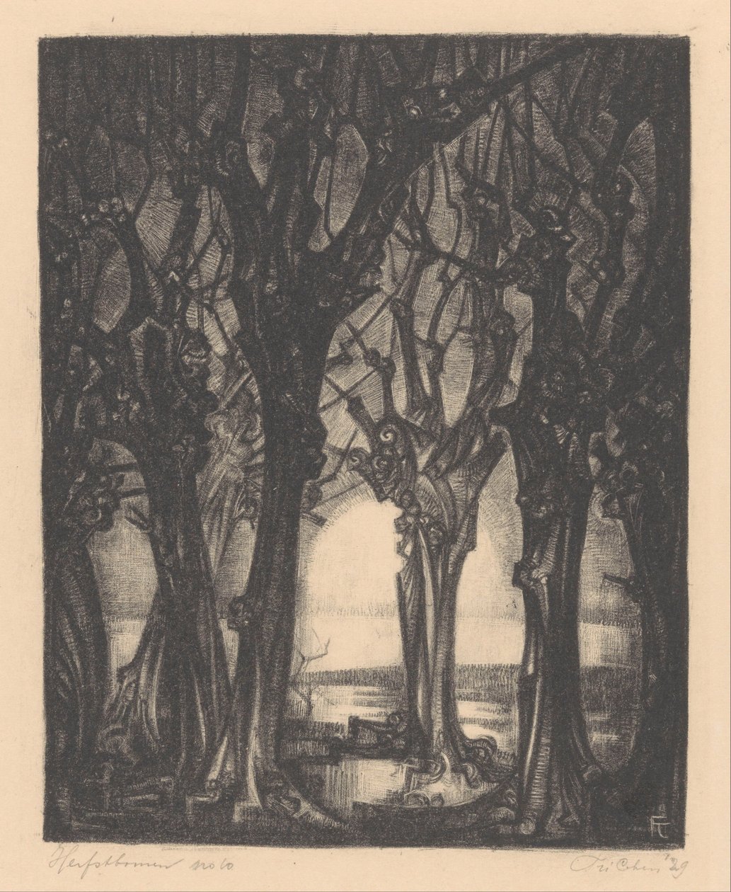 Herfstbomen (původní název na objektu) od Fré Cohen (signed by artist)