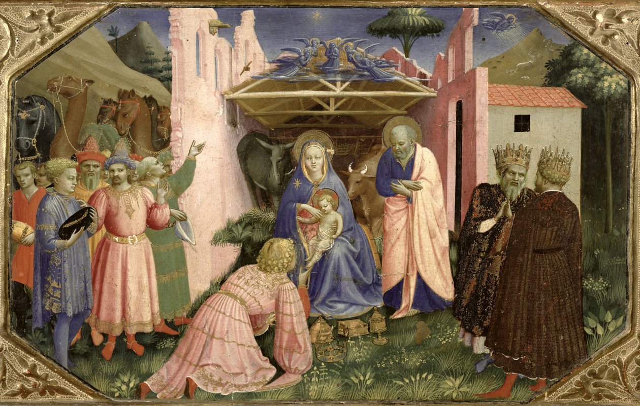 Klanění tří králů, z predely oltáře Zvěstování, kolem 1430-32 (tempera a zlato na panelu) od Fra Angelico