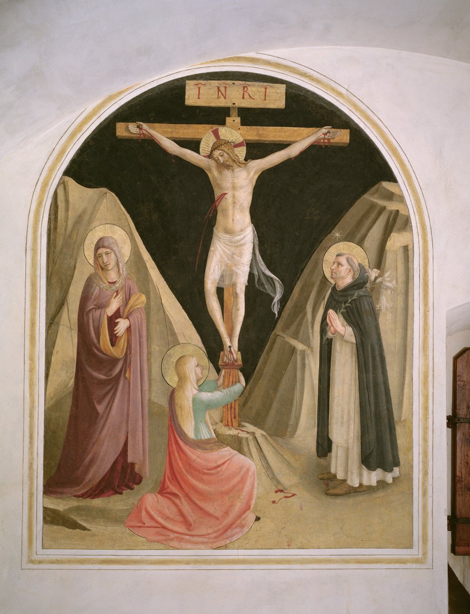 Ukřižování se svatým Dominikem, z cely 25 od Fra Angelico