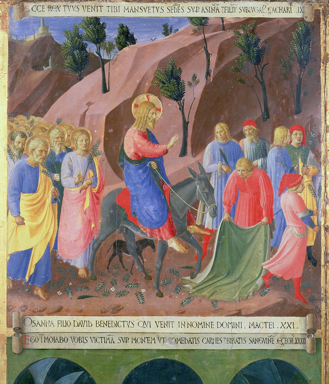 Vjezd Krista do Jeruzaléma, detail z panelu tři Stříbrného pokladu Santissima Annunziata, kolem 1450-53 (tempera na panelu) od Fra Angelico