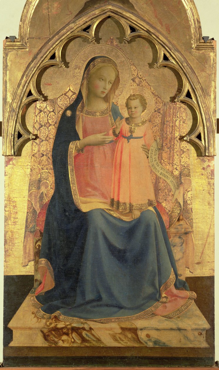 Madonna a dítě, centrální panel triptychu (tempera a plátkové zlato na panelu) od Fra Angelico