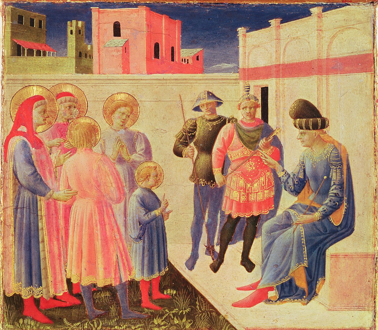 SS. Kosmas a Damián před Diokleciánem, predella z oltáře Annalena, 1434 (tempera na panelu) od Fra Angelico