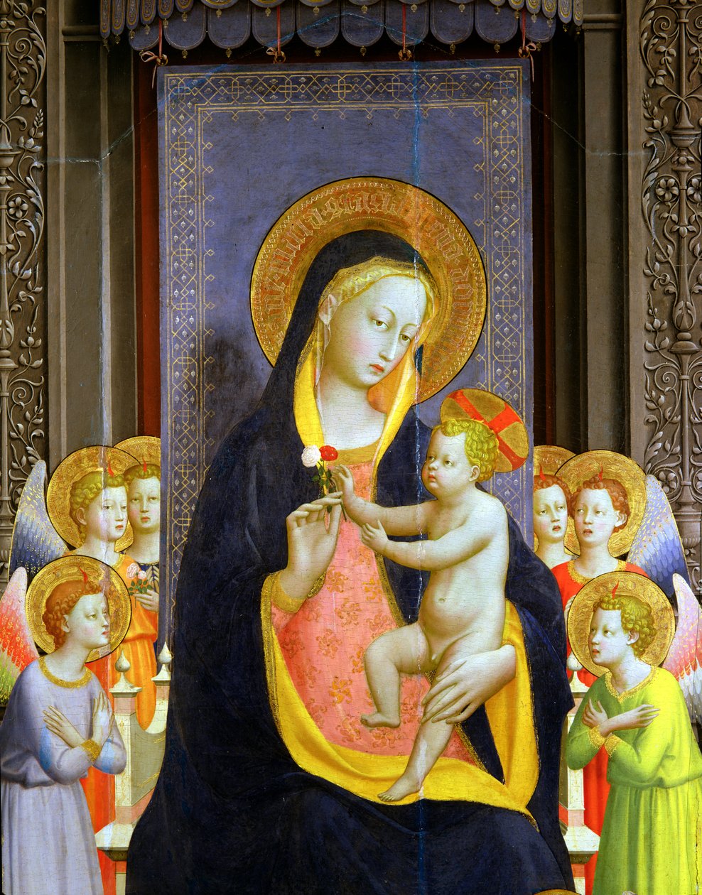 Oltář San Domenico, tempera cca 1422 a zlatý list na detailu panelu z 43192 od Fra Angelico