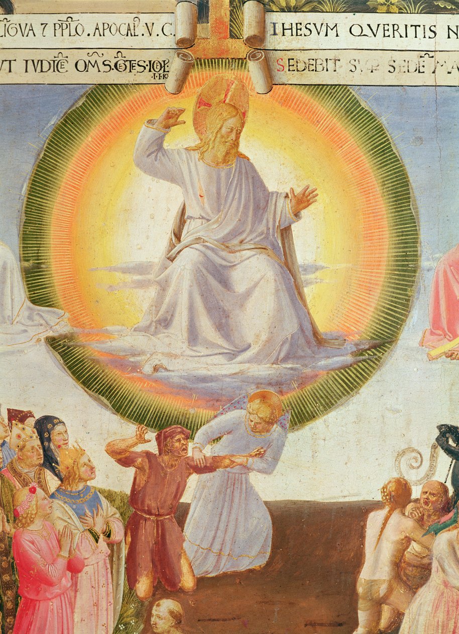 Scény ze života Krista, 3. panel zobrazující detail posledního soudu Krista, 1450-3 tempera na dřevě od Fra Angelico