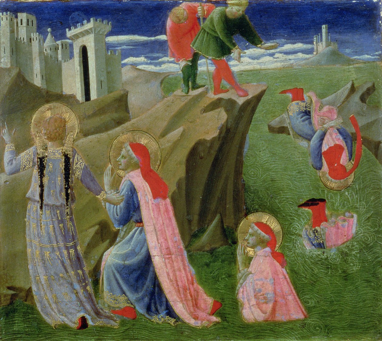 Sv. Kosmas a sv. Damián zachráněni před utonutím, z predely oltáře Annalena, kolem 1434 (tempera na panelu) od Fra Angelico