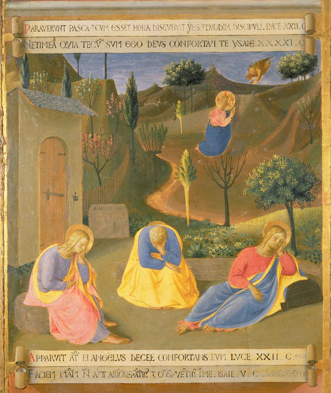 Agónie v zahradě, detail z panelu tři Stříbrného pokladu Santissima Annunziata, kolem 1450-53 (tempera na panelu) od Fra Angelico