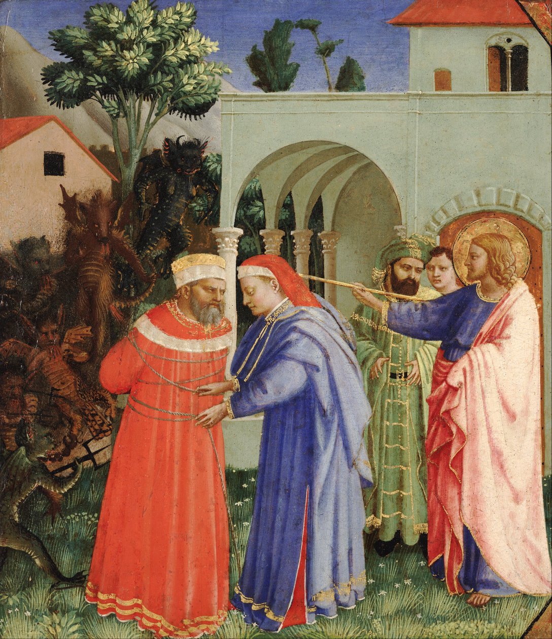 Apoštol Svatý Jakub Větší osvobozující kouzelníka Hermogenese od Fra Angelico
