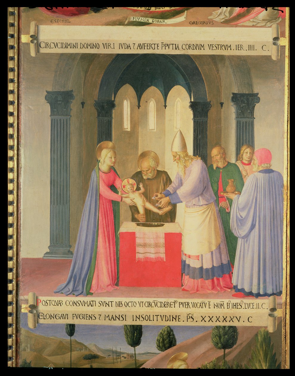 Obřízka, detail z prvního panelu Stříbrné pokladnice Santissima Annunziata, kolem 1450-53 (tempera na panelu) od Fra Angelico