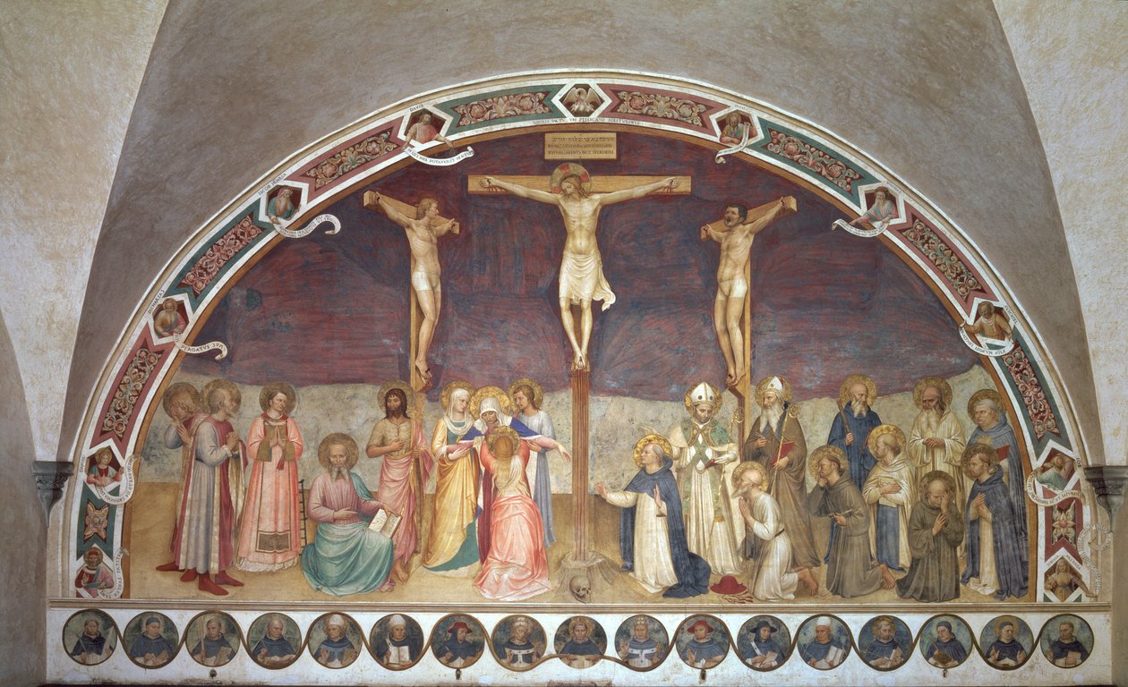 Ukřižování s SS. Kosmas, Damian, František a Bernard, 1442 od Fra Angelico