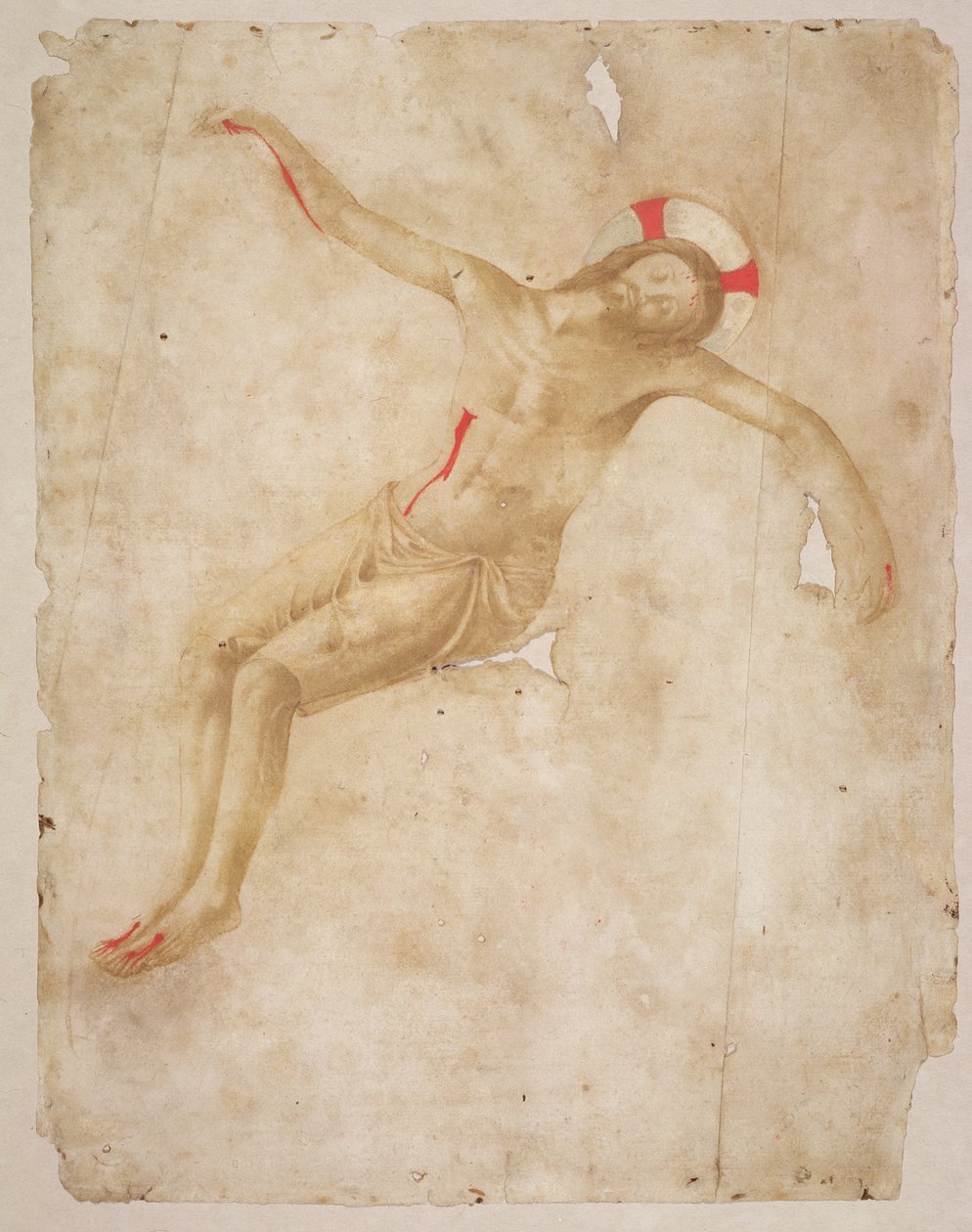 Mrtvý Kristus, cca 1432 (pero a inkoust s perem na papíře) od Fra Angelico