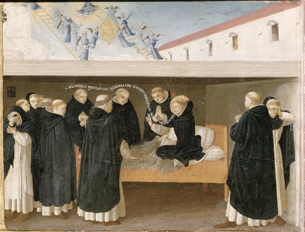 Smrt sv. Dominika, z panelu predella Korunovace Panny Marie, kolem 1430-32 (tempera na panelu) od Fra Angelico