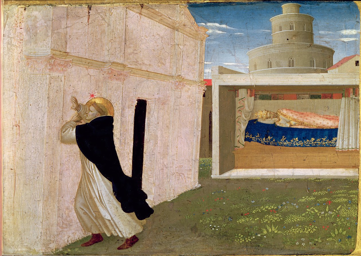 Sen Inocence III., z panelu predella Korunovace Panny Marie, kolem 1430-32 (tempera na panelu) od Fra Angelico