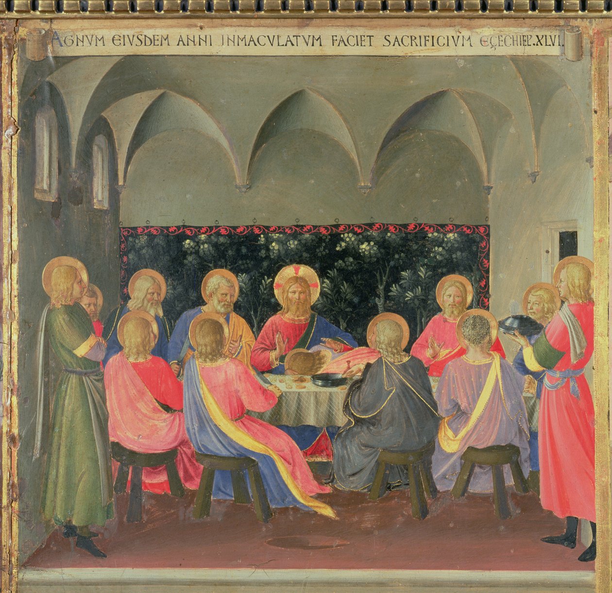 Poslední večeře, detail z panelu tři Stříbrného pokladu Santissima Annunziata, kolem 1450-53 (tempera na panelu) od Fra Angelico