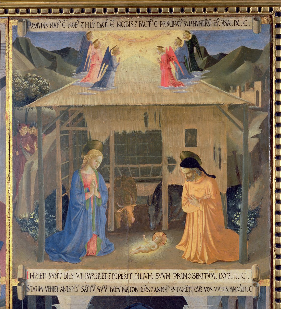 Narození Páně, detail z panelu jedna stříbrného pokladu Santissima Annunziata, kolem 1450-53 (tempera na panelu) od Fra Angelico