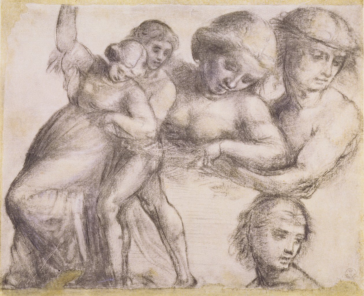 Studie muže a ženy pro Madonna della Misericordia ve Villa Guinigi, Lucca, kolem roku 1515 (křída na papíře) od Fra Bartolommeo