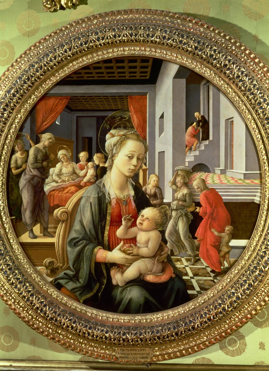 Madona s dítětem s výjevy ze života Panny Marie, 1452 (tempera na panelu) od Fra Filippo Lippi