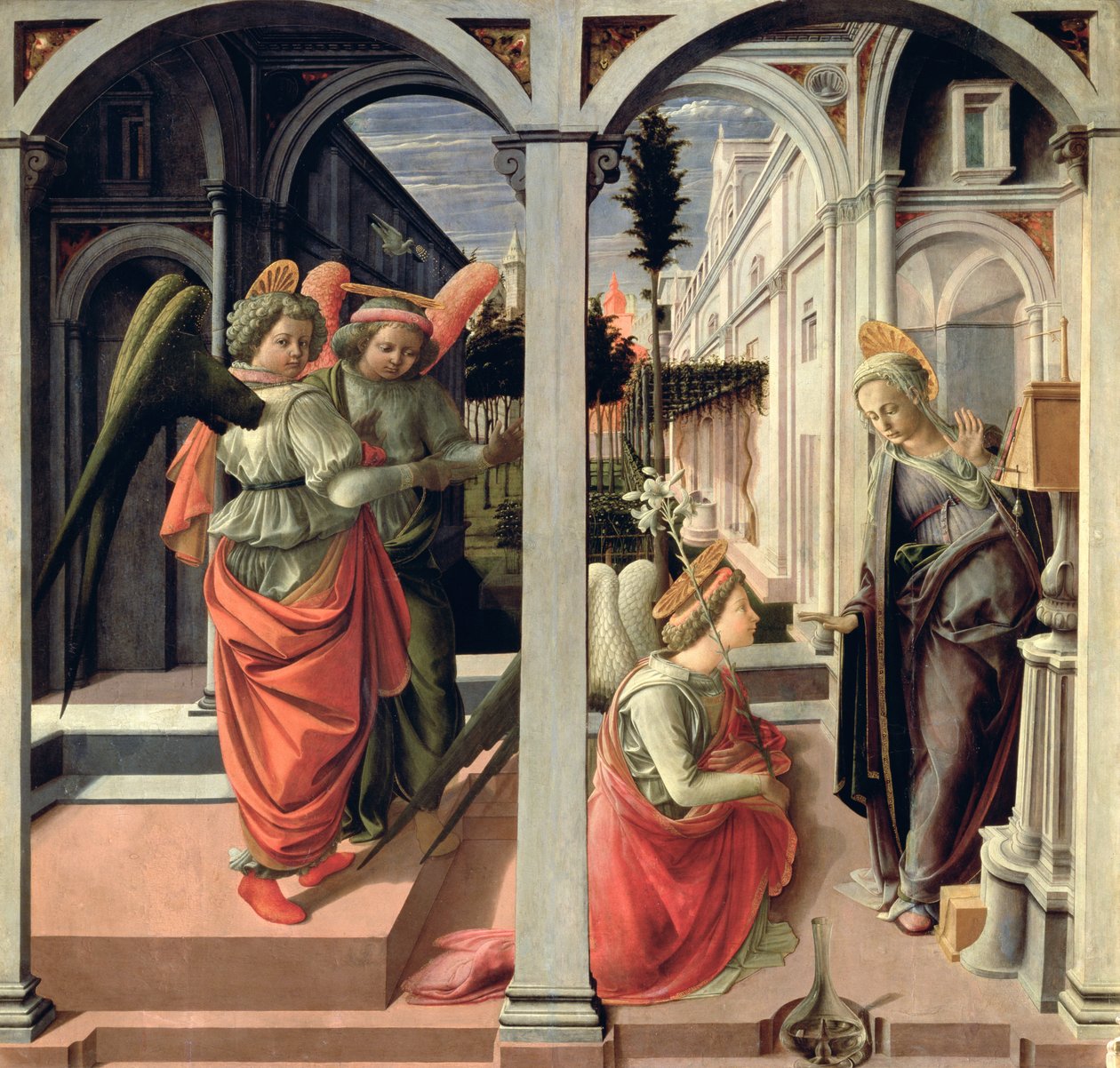 Zvěstování se třemi anděly, 1440 od Fra Filippo Lippi