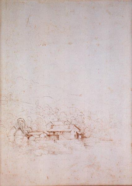 Farma mezi stromy (verso) (pero, hnědý a černý inkoust na papíře) (obrázek viz 152660) od Fra Bartolomeo