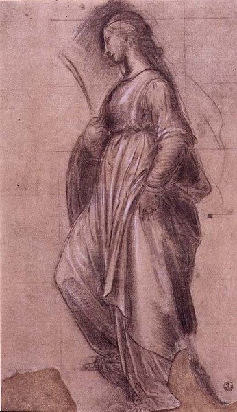 Studie sv. Kateřiny Alexandrijské (křída s kvašem na papíře) od Fra Bartolomeo
