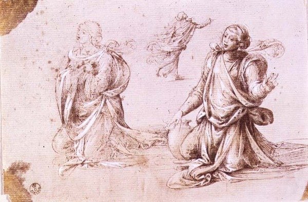 Tři studie ženských postav pro Žena ze Samaří (pero a inkoust na papíře) od Fra Bartolomeo