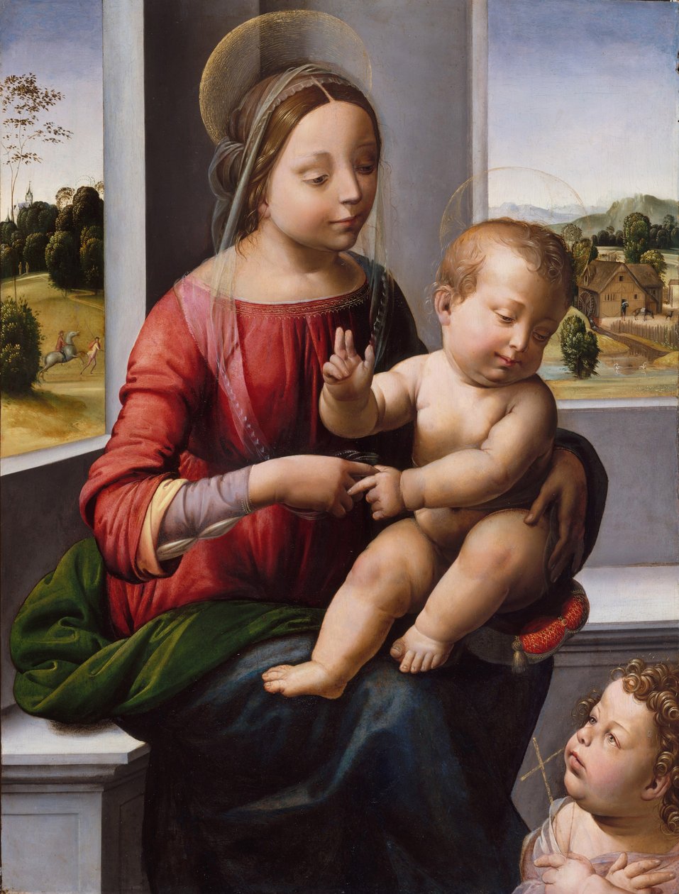 Madona s dítětem s mladým svatým Janem Křtitelem, kolem roku 1497 (olej a zlato na dřevě) od Fra Bartolomeo