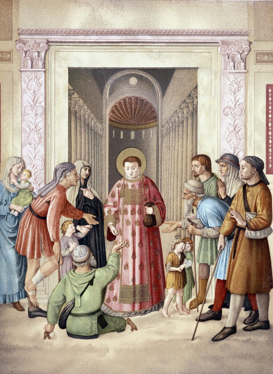 Svatý Vavřinec dělá alumonu, podle Fra Angelica (Vatikán), Francie 19. od Fra (after) Angelico