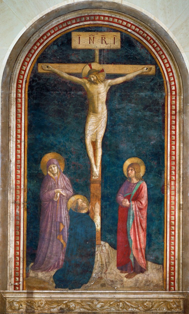Le Calvaire avec saint Dominique - Ukřižování se svatým Dominikem Fresco ... od Fra (c.1387 1455) Angelico