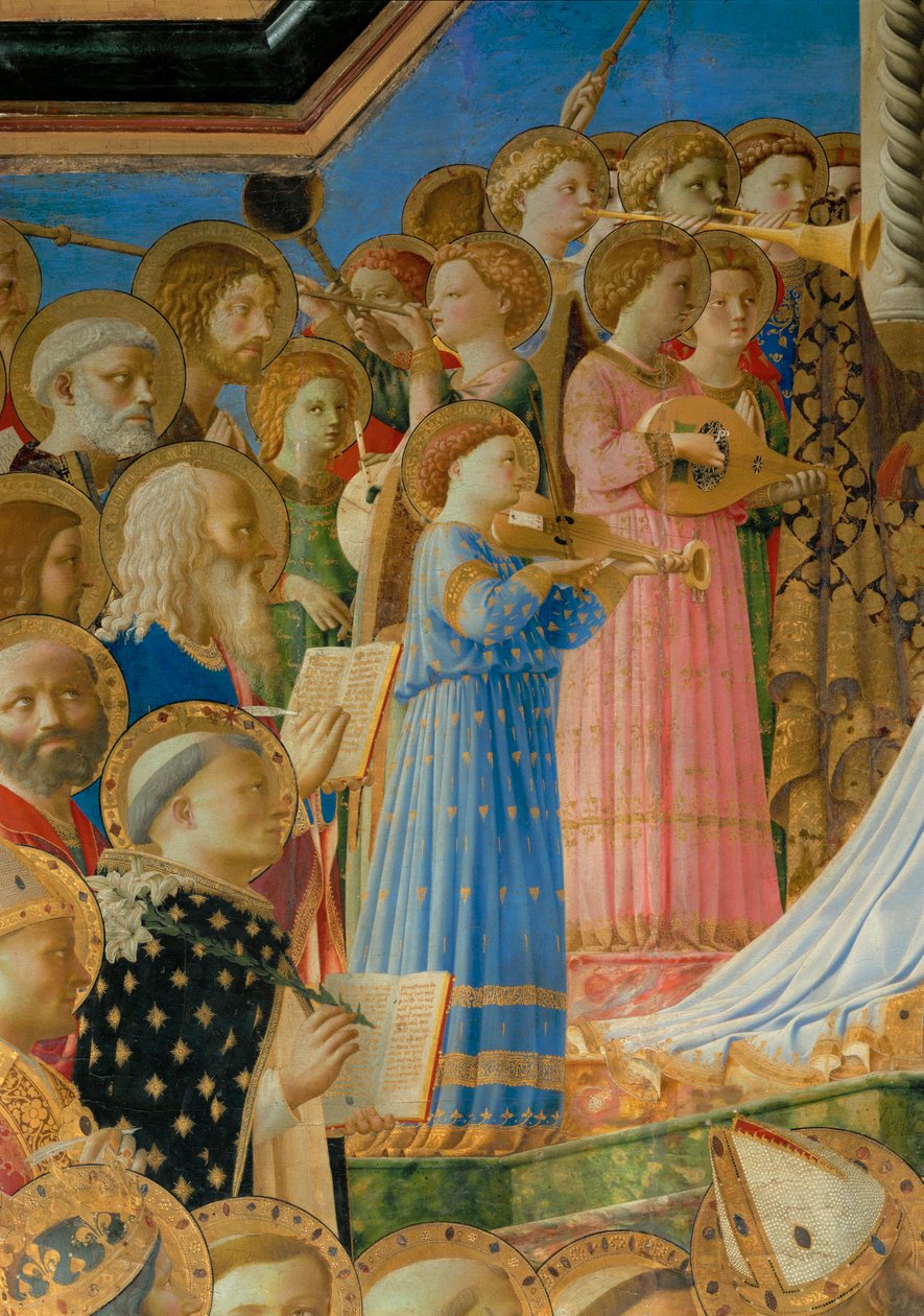 Le Couronnement de la Vierge - korunovace Panny Marie, obraz namalovaný pro dominikánský klášter ve Fiesole ... od Fra (c.1387-1455) Angelico