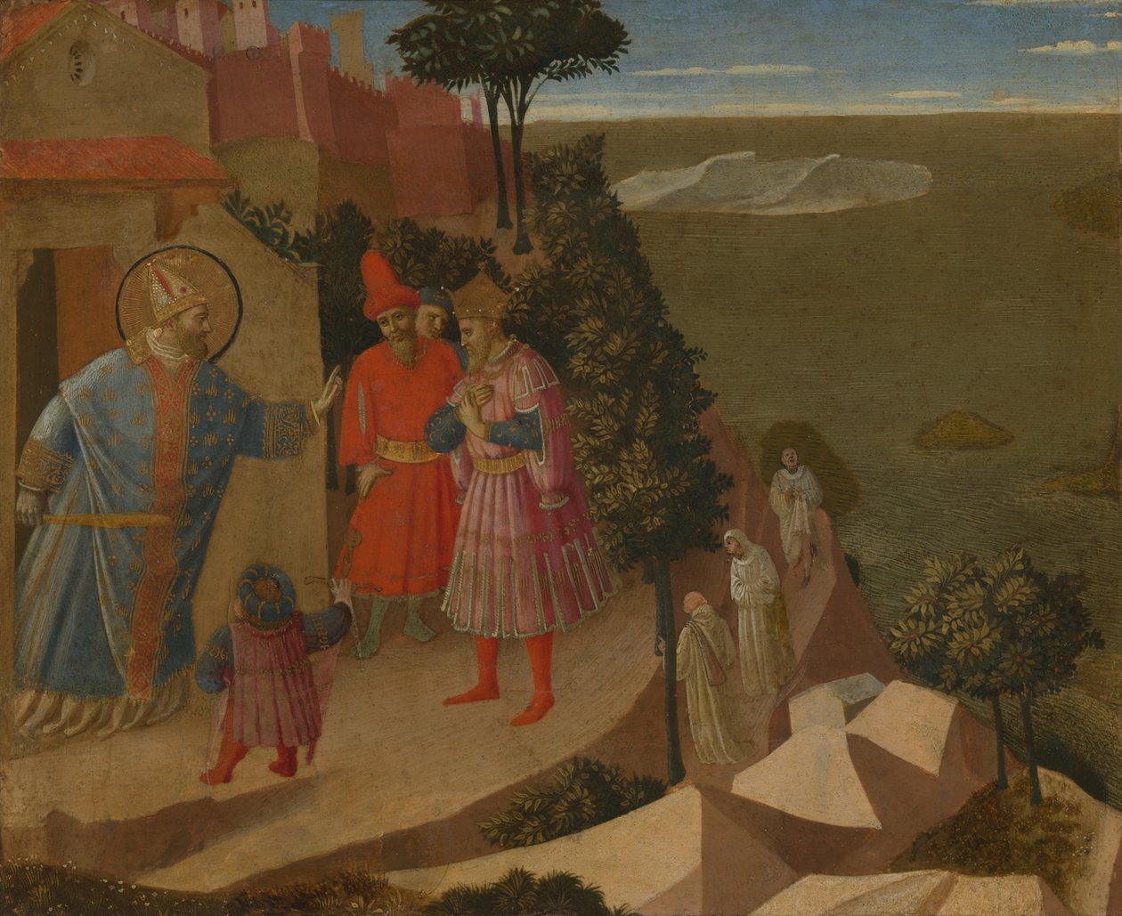 Svatý Romuald odmítá císaři Otovi III. vstup do kostela od Fra (c.1387 1455) Angelico