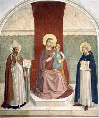 Panna a dítě na trůnu s SS. Zenobius a Thomas (freska) od Fra (c.1387 1455) Angelico